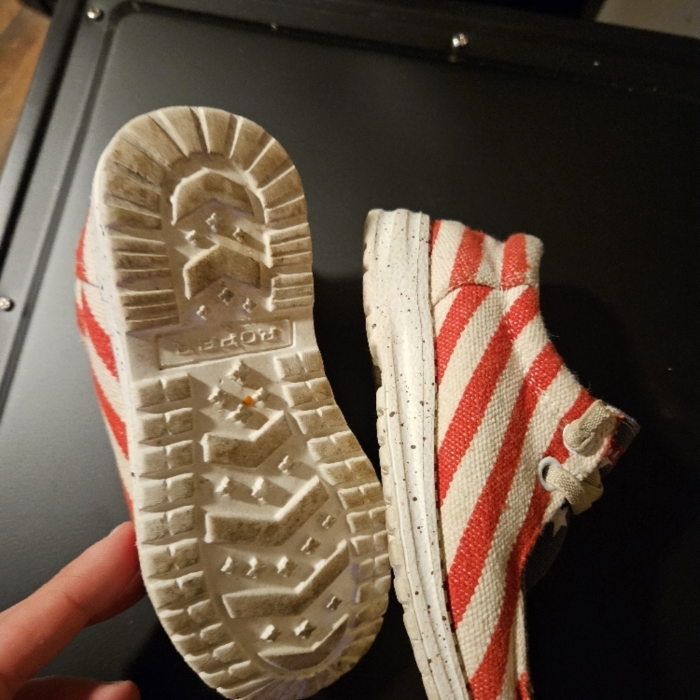 Roper Red and White Striped Kids Sneakers